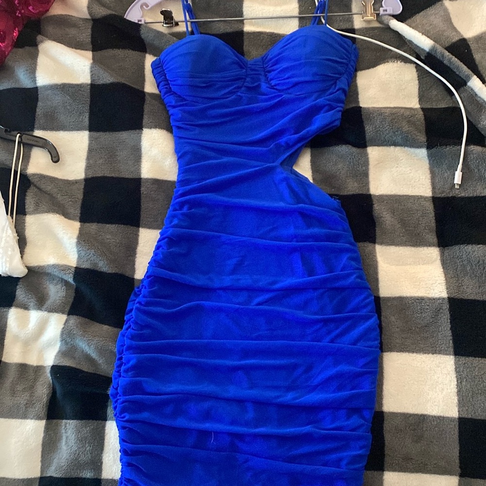 Windsor blue cutout homecoming dresss